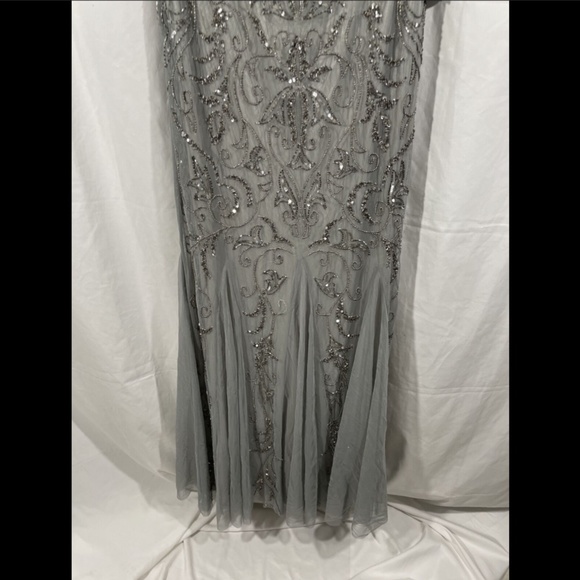 NWT Adrianna Papell Beaded‎ Embellished Mermaid Gown in Blue Mist [SZ 16 ] - Picture 6 of 10